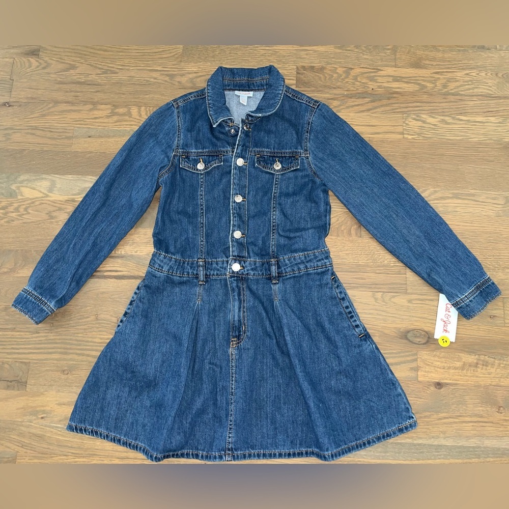 NWT Cat & Jack Dark Blue Denim Jacket Dress